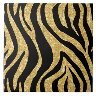 Azulejo De Cerâmica Padrão de striping de tigre de ouro preto