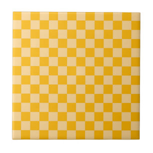 Azulejo De Cerâmica Padrão de tabuleiro xadrez de creme cítrico