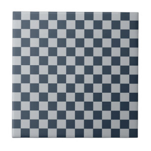Azulejo De Cerâmica padrão de tabuleiro xadrez de gelo preto