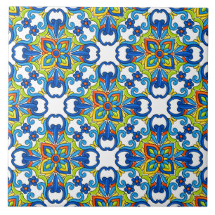 Azulejo De Cerâmica Padrão de Talavera Mexicana com abstrato Blue Tila