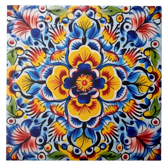 Azulejo De Cerâmica Padrão de temática no estilo mexicano (Frente)
