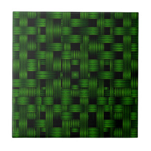 Azulejo De Cerâmica Padrão de Textura de Cesta Tecida Verde Esmeralda
