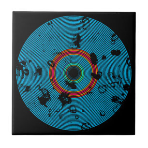 Azulejo De Cerâmica Padrão de Textura de Disco de Vinil Multicolorido