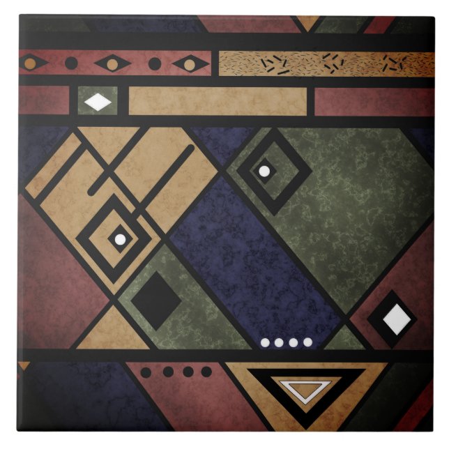 Azulejo De Cerâmica Padrão de textura tradicional de etno africano sem (Frente)