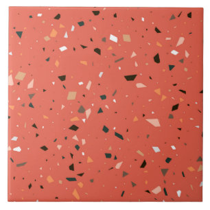 Azulejo De Cerâmica Padrão de textura verde herrazzo vermelho claro se