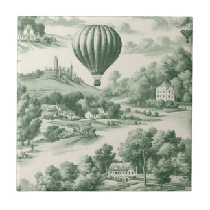 Azulejo De Cerâmica Padrão de Toalete de Balão de Ar Quente Verde Vint