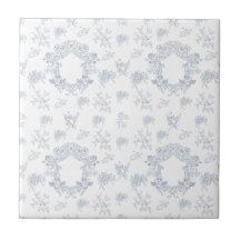 Padrão de Toile Francês Branco Azul