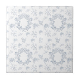Azulejo De Cerâmica Padrão de Toile Francês Branco Azul