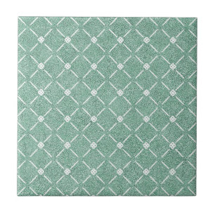 Azulejo De Cerâmica Padrão de Treliça Aveludado em Verde-Menta