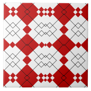 Azulejo De Cerâmica Padrão de Treliça de Diamante Vermelho em Negrito