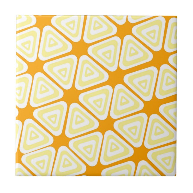 Azulejo De Cerâmica Padrão de triângulo amarelo (Frente)