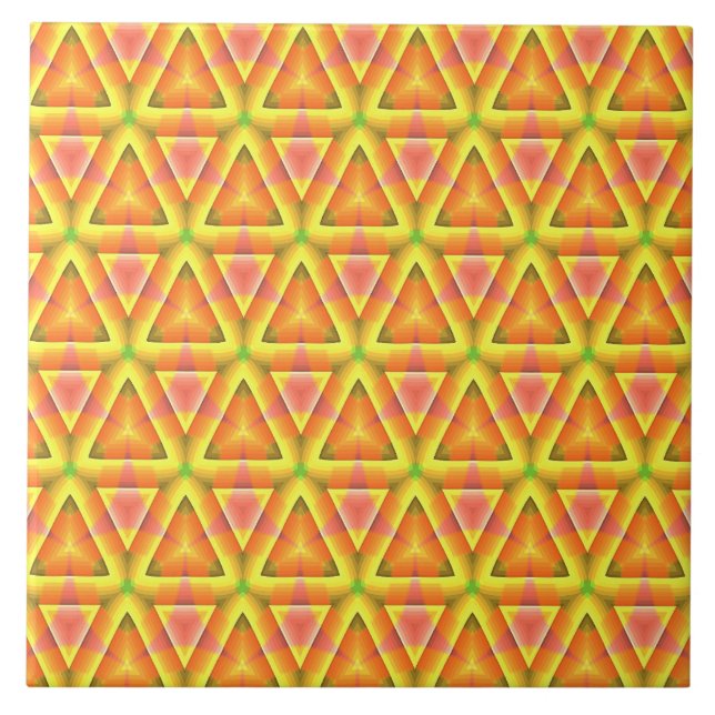 Azulejo De Cerâmica Padrão de Triângulo Amarelo Dourado (Frente)