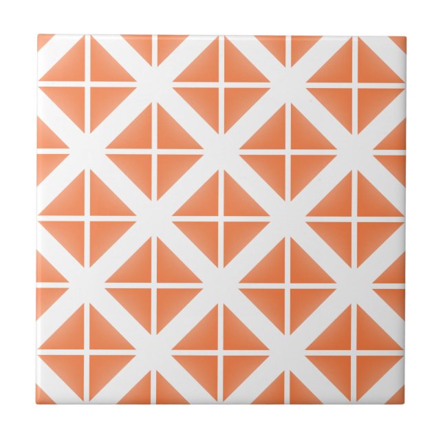 Azulejo De Cerâmica Padrão de Triângulo de Trendy Laranja (Frente)