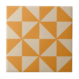 Azulejo De Cerâmica Padrão de Triângulo Geométrico Castanho