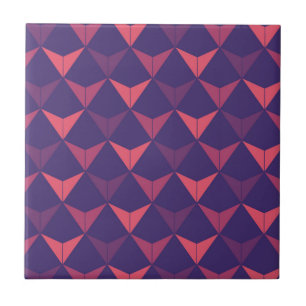 Azulejo De Cerâmica Padrão de Triângulo Geométrico Laranja Azul Escuro