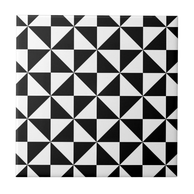 Azulejo De Cerâmica Padrão De Triângulo Preto E Branco (Frente)