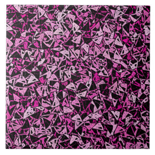 Azulejo De Cerâmica Padrão de Triângulo Preto Rosa