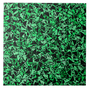 Azulejo De Cerâmica Padrão de Triângulo Preto Verde