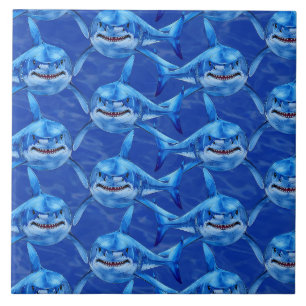 Azulejo De Cerâmica Padrão de Tubarão Branco Grande
