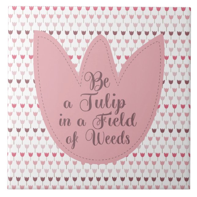 Azulejo De Cerâmica Padrão de Tulipas Rosa Simples (Frente)
