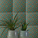 Azulejo De Cerâmica Padrão De Turquesa E Bronze Do Boho Marroquino<br><div class="desc">Design de azulejo decorativo étnico vibrante com um padrão uniforme em turquesa e bronze no estilo étnico marroquino.</div>