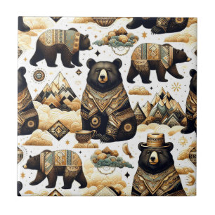 Azulejo De Cerâmica Padrão de Urso Bonito