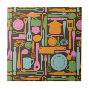 Azulejo De Cerâmica Padrão de Utensílios de cozinha 3