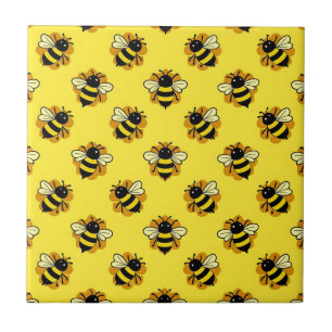 Azulejo De Cerâmica Padrão de Verão de Abelha Bumblebee Fofa