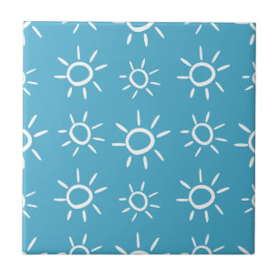 Azulejo De Cerâmica Padrão de Verão Doodle Sol Divertido