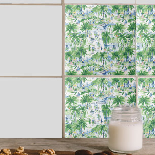 Azulejo De Cerâmica Padrão de Verão Retro Charleston Monograma