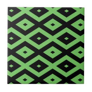 Azulejo De Cerâmica Padrão de verde limão e diamante preto