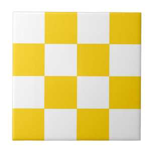 Azulejo De Cerâmica Padrão de Verificação Branco Amarelo