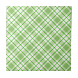 Azulejo De Cerâmica Padrão de verificação de diagonal verde-claro