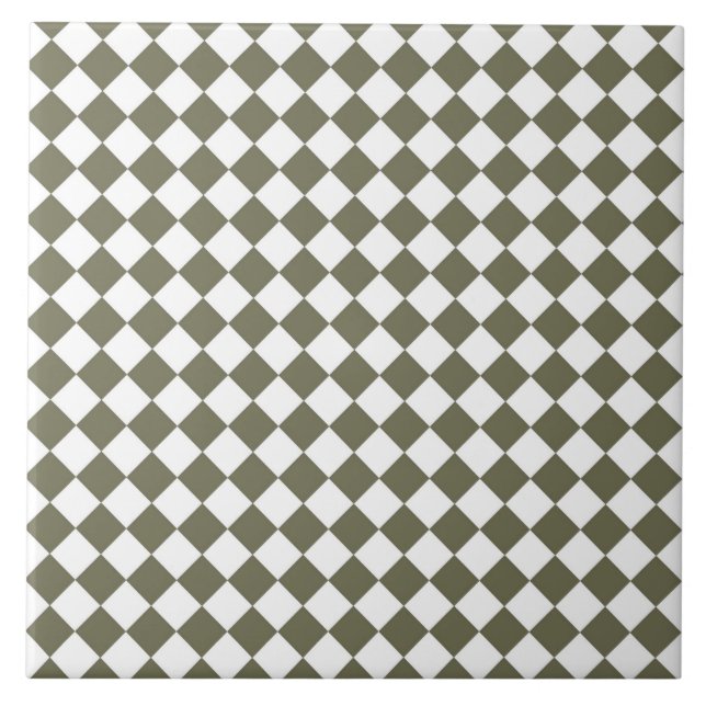 Azulejo De Cerâmica Padrão de Verificação de Diamante Verde do Moss (Frente)