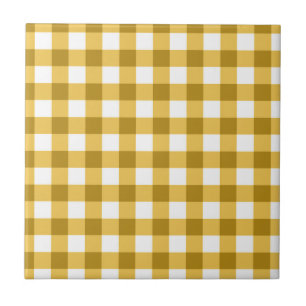 Azulejo De Cerâmica Padrão De Verificação De Gingham Amarelo E Bran