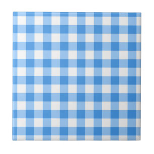Azulejo De Cerâmica Padrão De Verificação De Gingham Azul E Branco