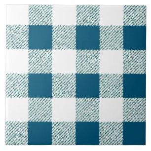 Azulejo De Cerâmica Padrão de Verificação de Gingham Blueish