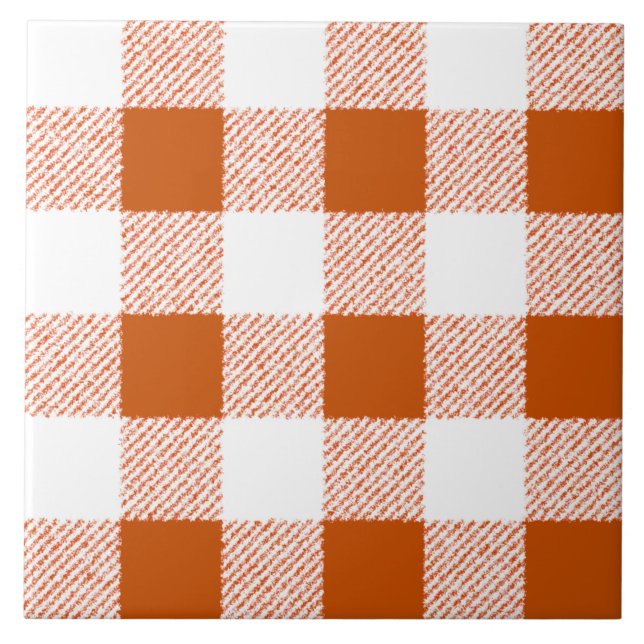 Azulejo De Cerâmica Padrão de Verificação de Gingham Brown (Frente)