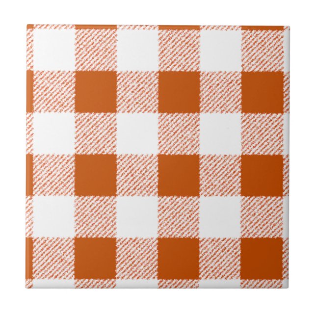 Azulejo De Cerâmica Padrão de Verificação de Gingham Brown (Frente)