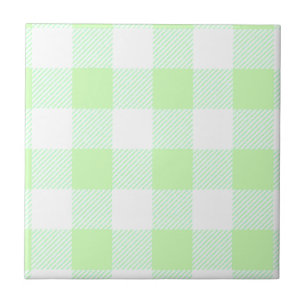 Azulejo De Cerâmica Padrão de Verificação de Gingham Verde Claro