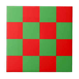 Azulejo De Cerâmica Padrão de Verificação Verde Vermelho