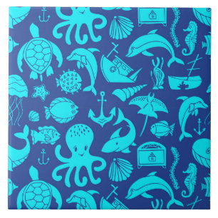 Azulejo De Cerâmica Padrão de vida no mar náutico