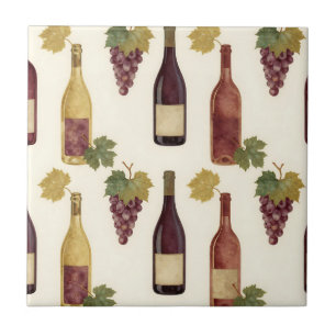 Azulejo De Cerâmica Padrão de Videira em Garrafa de Vinho Antigo