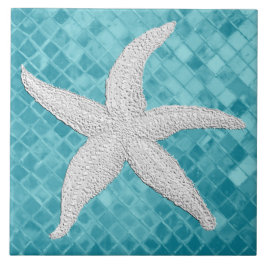 Azulejo De Cerâmica Padrão de Vidro do Mar Aqua de Peixe-Stark Branco