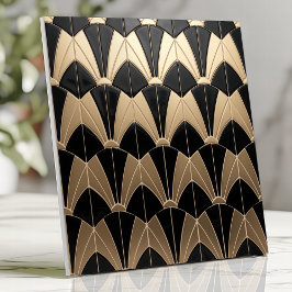 Azulejo De Cerâmica Padrão de vieira preto e dourado Art Deco