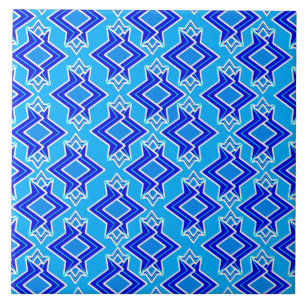 Azulejo De Cerâmica Padrão de Wallpaper Art Deco, Azul Ceruliano