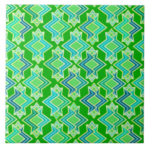 Azulejo De Cerâmica Padrão de Wallpaper Art Deco, Jade Green