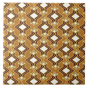 Azulejo De Cerâmica Padrão de Wallpaper Art Deco, Tan e Brown