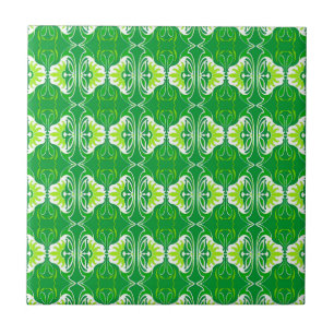 Azulejo De Cerâmica Padrão de wallpaper Art Deco - verde e branco