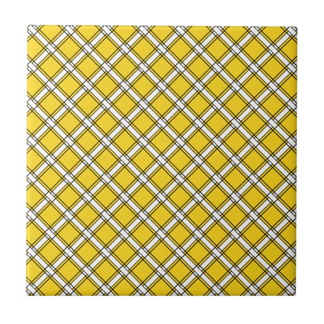 Azulejo De Cerâmica Padrão de xadrez amarelo e branco (Frente)